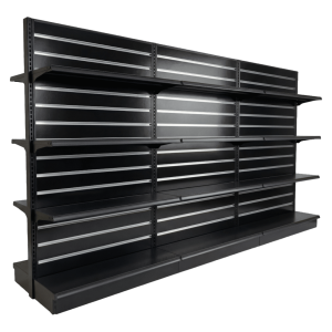 Black Double Sided Gondola Shelving Starter Unit | 3 Rows | Madix Compatible | 48' x 54"