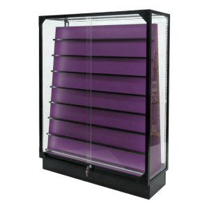 Double Sided Sports Card Display Case | Black with Purple Insert | with LED
