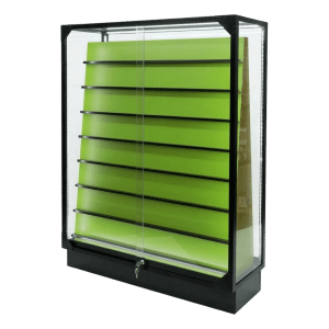 Double Sided Sports Card Display Case | Black with Green Insert | with LED