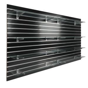 Gloss Black Slatwall Panel Shelving Bundle | 8 Shelves