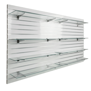 Gloss White Slatwall Panel Shelving Bundle | 8 Shelves