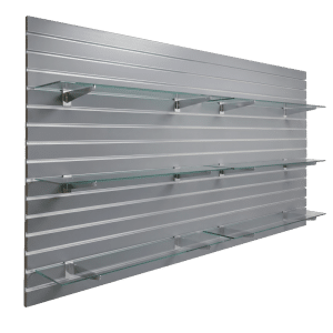 Gray Slatwall Panel Shelving Bundle | 6 Shelves