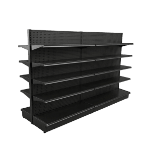 Black Double Sided Gondola Shelving Starter Unit | 2 Sections & 4 Rows | Madix Compatible | 96"W x 16"D x 72"H