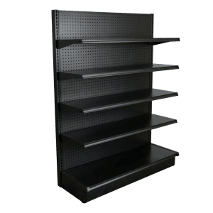 Lozier Black Gondola Wall Shelving Starter Unit | 4 Shelves | 36″W x 16″D x 72″H