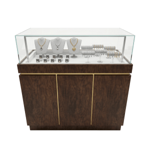Dark Brown Wood & Gold Jewelry Display Case