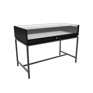 Thin Frame Display Case with Inline Base | Matte Black Wood & Matte Black Frame