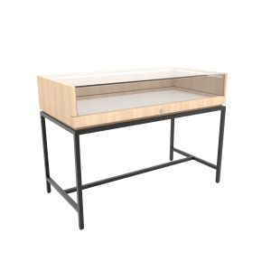 Thin Frame Display Case with Inline Base | Raw Oak Wood & Matte Black Frame