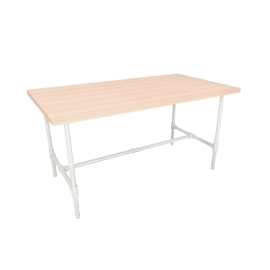 Pipeline Large Nesting Table | Gloss White Frame with Raw Oak Top