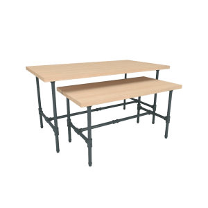 Pipeline Large Nesting Table | Anthracite Grey Frame with Raw Oak Top