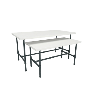 Pipeline Small Nesting Table | Anthracite Grey Frame with White Top