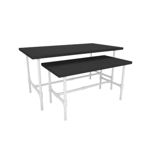 Pipeline Small Nesting Table | Gloss White Frame with Black Top