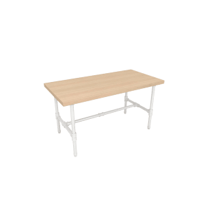 Pipeline Small Nesting Table | Gloss White Frame with Raw Oak Top