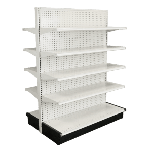White Double Sided Gondola Shelving Starter Unit | 8 Shelves | Madix Compatible | 48"W x 16"D x 72"H