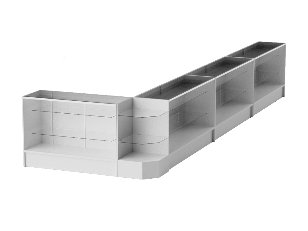 L Shaped Display Cases