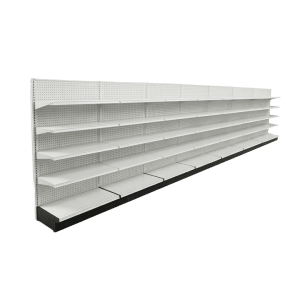 White Gondola Wall Shelving Starter Unit | 7 Sections & 4 Rows | Madix Compatible | 336"W x 16"D x 72"H