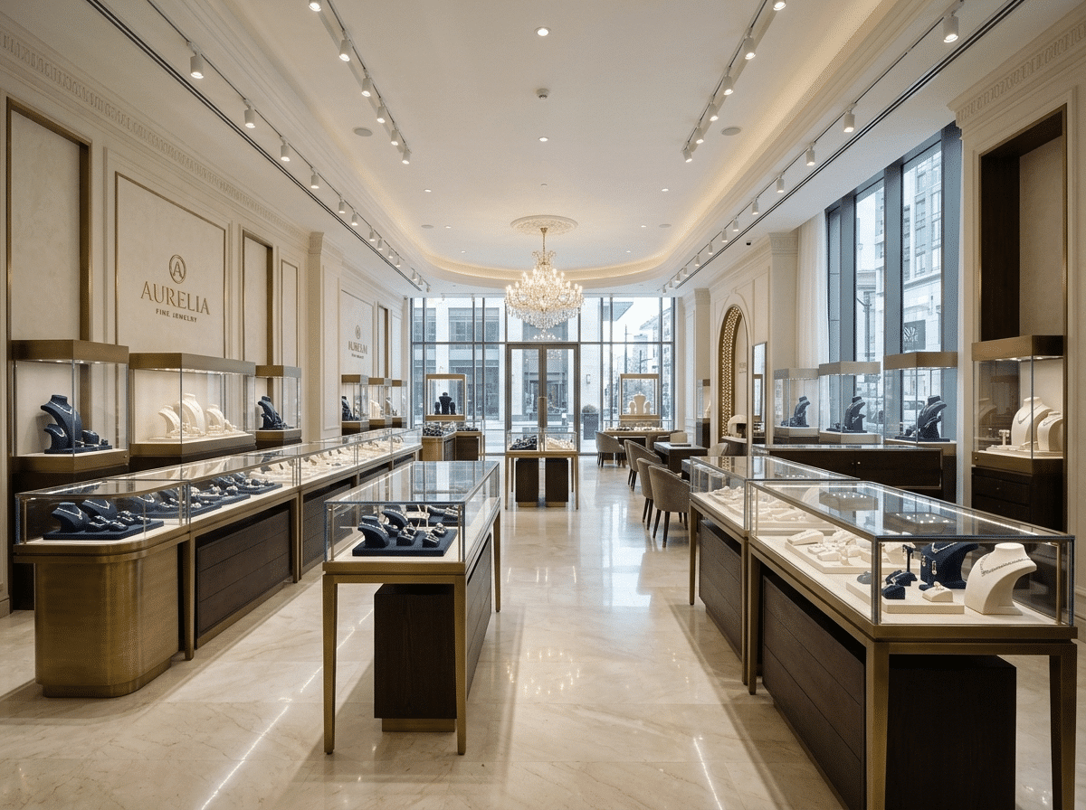 Display cases in a retail store