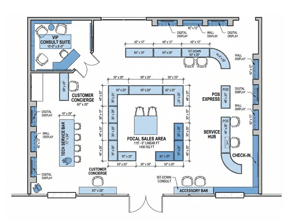 Store fixture layout plan example