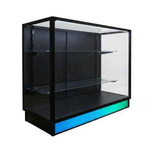 48" Black Extra Vision Display Case | Black Back with RGB Base