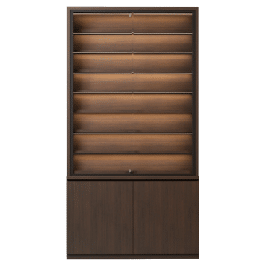 Brown Wood Sports Card Wall Display Case with Cabinets