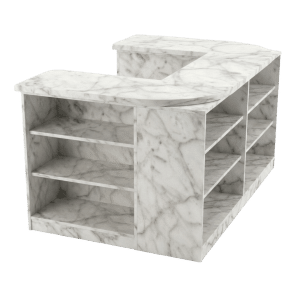 Carrara Bianco Cubby Checkout Counter