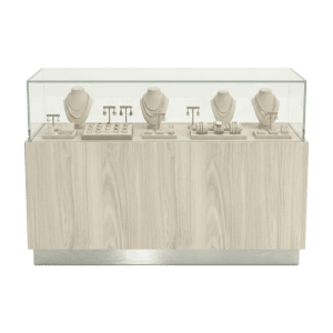 70" Ivory Birch & Silver Straight Jewelry Display Case