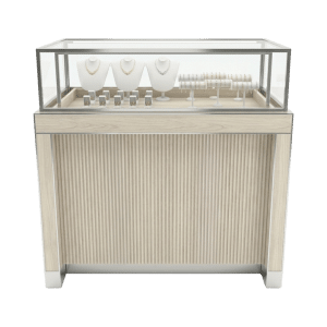 Ivory Birch & Silver Ribbed Outlook Jewelry Display Case