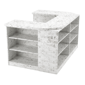 White Washed Brick Cubby Checkout Counter