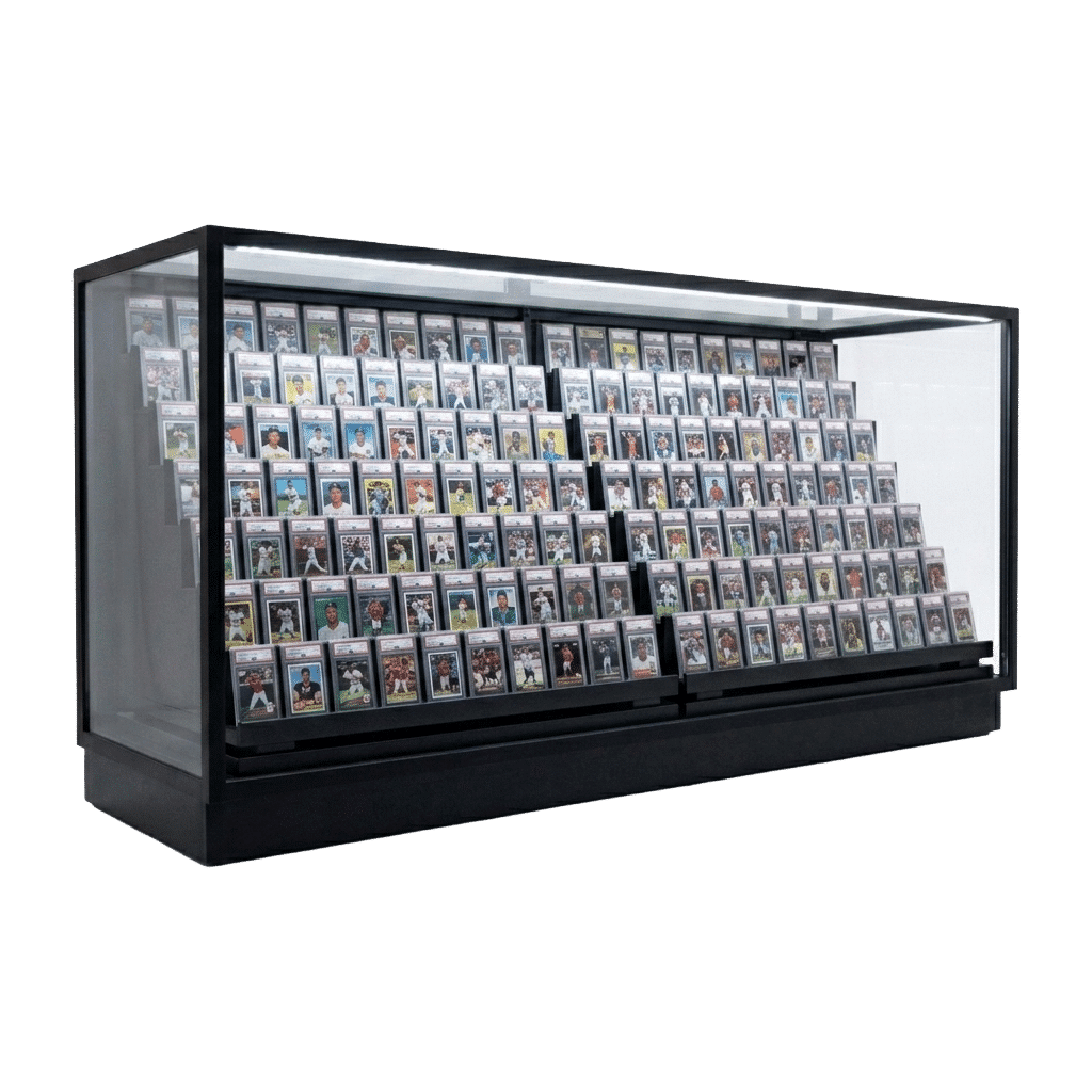 Black Sports Card Display Case | Multi-Level Edition | 70″ Extra Vision