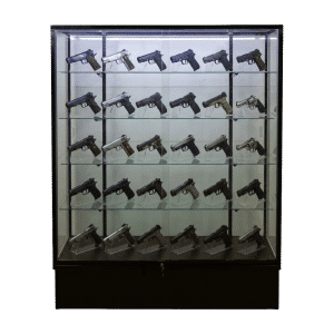 60" Wide Black Gun Wall Display Case | Extra Vision