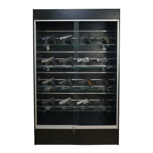 78" Black Slatwall Backed Gun Wall Display Case