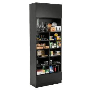 Black Smoke Shop Tall Wall Cubby Display Case with Drawer