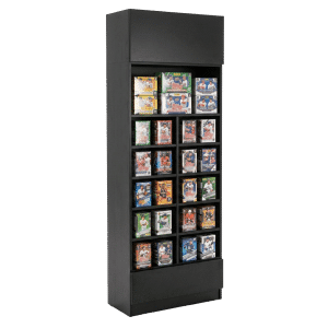 Black Sports Card Tall Wall Cubby Display Case with Drawer