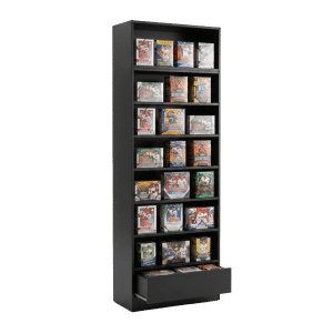 Black Sports Card Shelf Display Case with Drawer