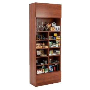 Cherry Smoke Shop Tall Wall Cubby Display Case with Drawer
