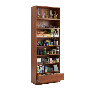 Cherry Smoke Shop Shelf Display Case with Drawer