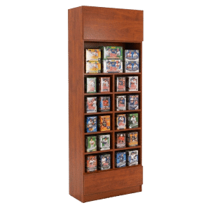 Cherry Sports Card Tall Wall Cubby Display Case with Drawer