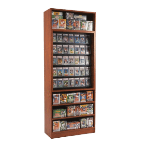 Cherry Sports Card Tall Wall Display Case with Shelves