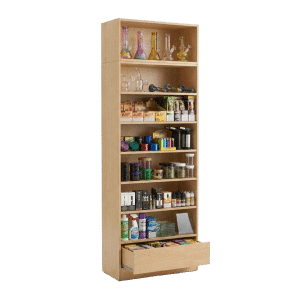 Maple Smoke Shop Shelf Display Case with Drawer
