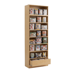 Maple Sports Card Shelf Display Case with Drawer