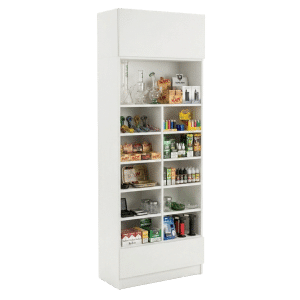 White Smoke Shop Tall Wall Cubby Display Case with Drawer