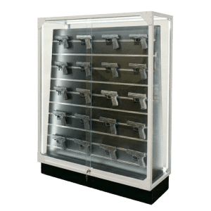 Double Sided Gun Display Case | White
