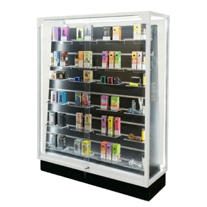Double Sided Smoke Shop Display Case | White | with LED