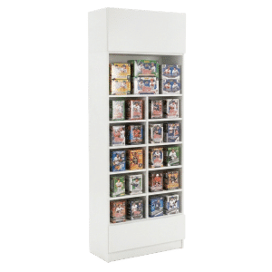 White Sports Card Tall Wall Cubby Display Case with Drawer