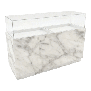 70" Carrara Bianco Straight Jewelry Display Case