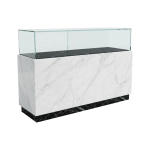 70" White & Black Granite Straight Jewelry Display Case