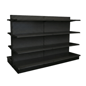 Lozier Black Double Sided Gondola Shelving Starter Unit | 2 Sections & 3 Rows | 72″W x 13″D x 54″H